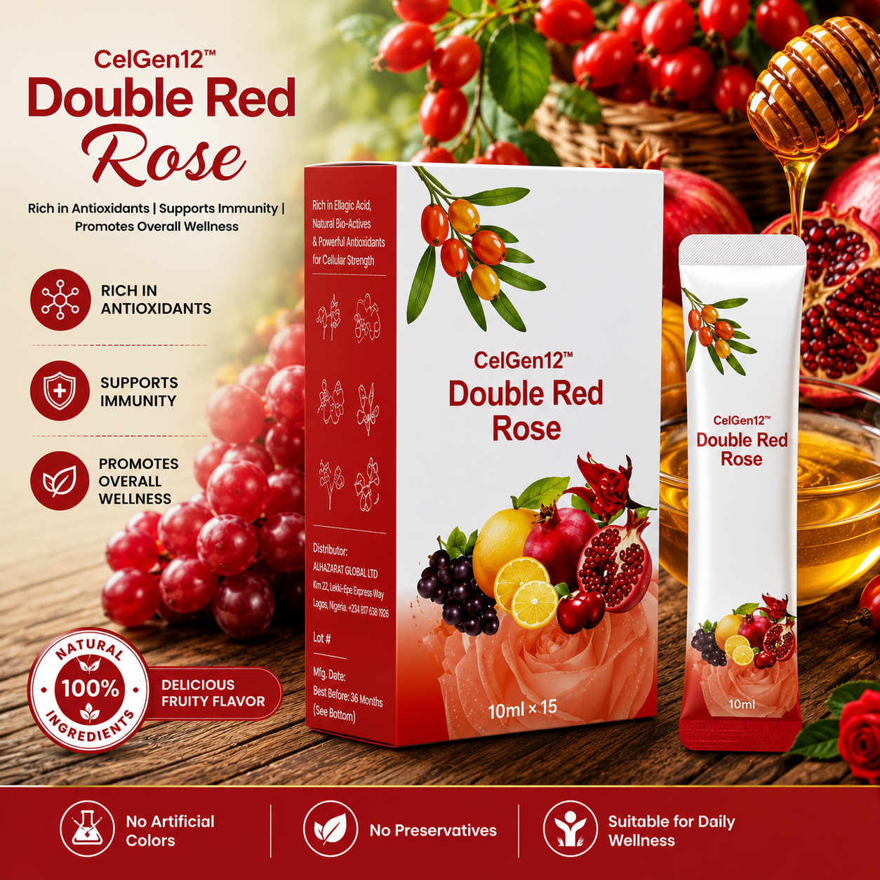 CelGen12 Rose Double Red Healthy Blend