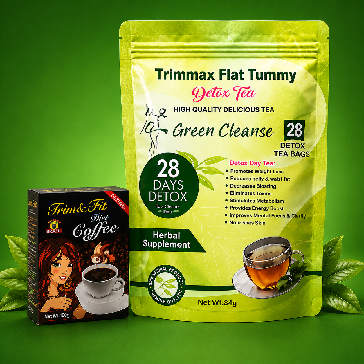 Green Detox Tea and Coffee Display